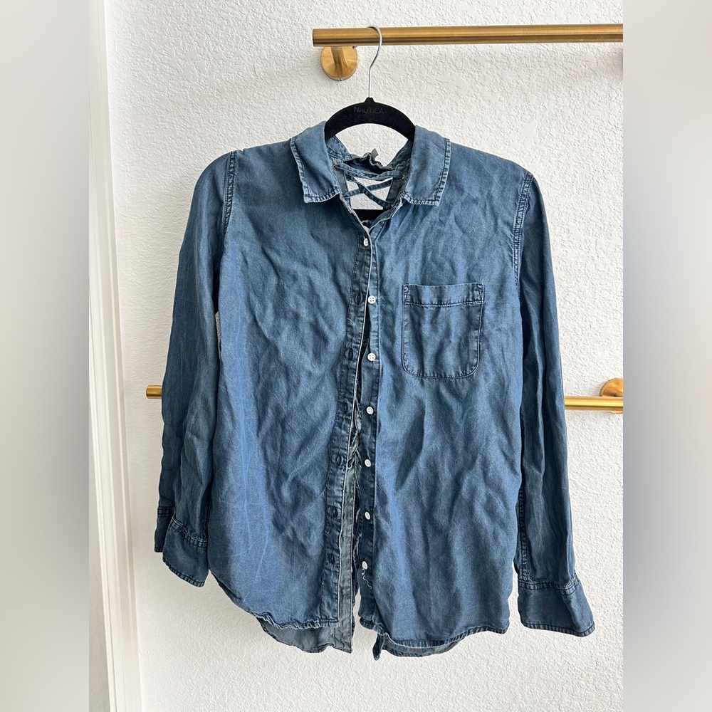 DL1961 Button Down Top with Lace-Up Back Size S